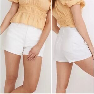 Madewell Curvy High Rise Denim Shorts - TILE WHITE